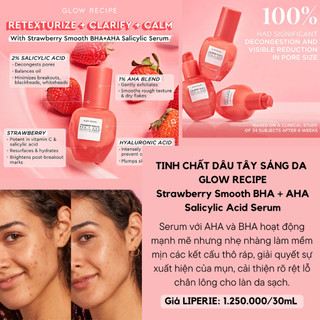 Serum sáng da Glow Recipe Strawberry Smooth BHA + AHA Salicylic Acid Serum