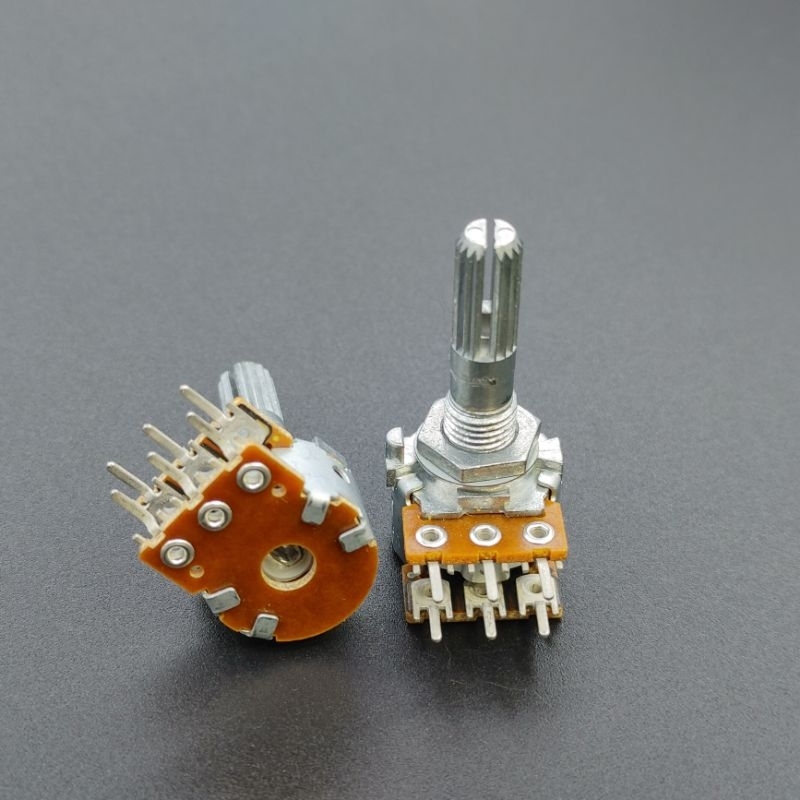 Volume Nhật ALPS 20K, 50K, 100K chiết áp âm thanh đôi 2 kênh 6 chân, trục bông 6mm