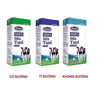 Sữa tươi tiệt trùng Vinamilk 100% Không đường / ít đường / có đường - hộp giấy 1L