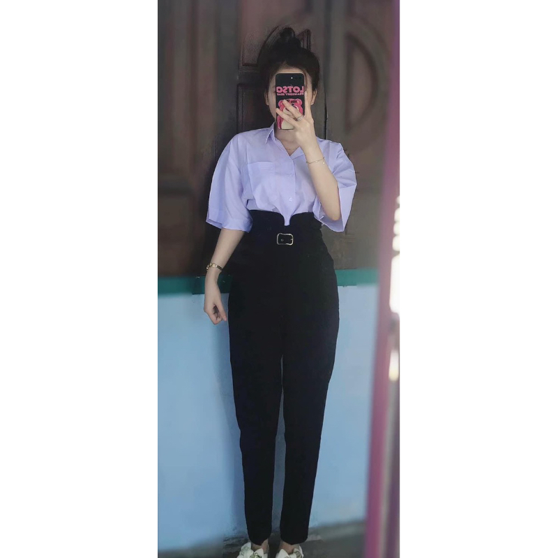 SET QUẦN TÂY ĐEN ĐÁY CAO 242,ÁO SƠ MI ĐI HỌC