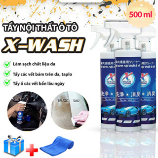 [Kèm Khăn Lau] Chai Xịt Vệ Sinh Nội Thất Ghế Da Ô Tô Xwash 500ml, Vệ Sinh Sofa, Làm Sạch Gương Và Khử Mùi Nội Thất Xe