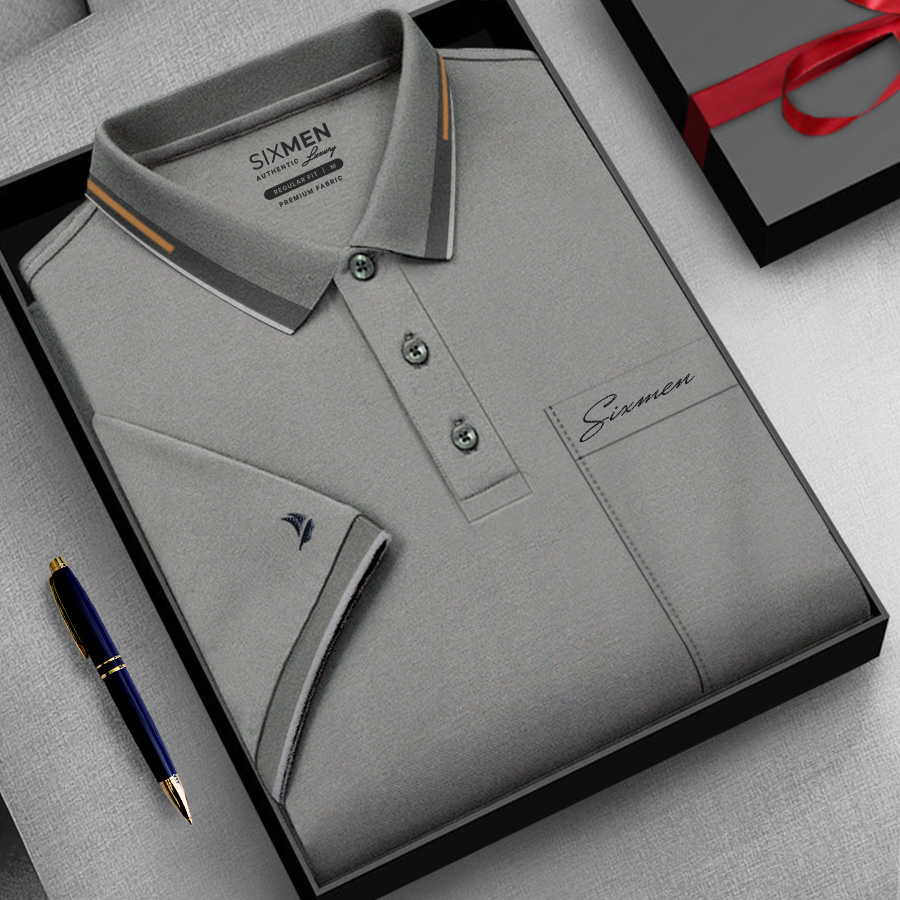Áo Polo nam cổ bẻ CÓ TÚI Logo Thêu  SIXMEN - vải cá sấu CVC cotton dày dặn thoáng mát, nam tính