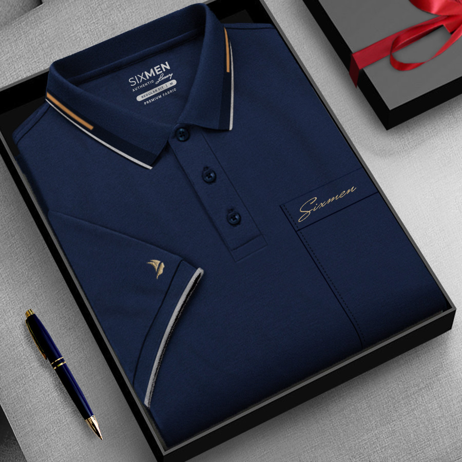 Áo Polo nam cổ bẻ CÓ TÚI Logo Thêu  SIXMEN - vải cá sấu CVC cotton dày dặn thoáng mát, nam tính