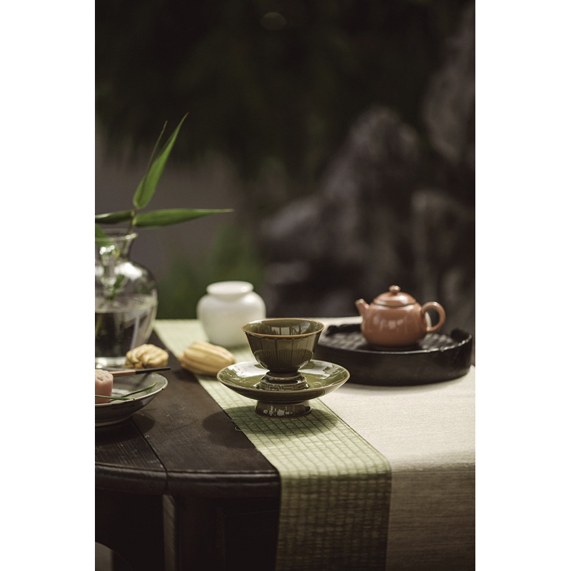 Chén trà chủ sứ Long Tuyền xanh ngọc Celadon cao cấp 90ml