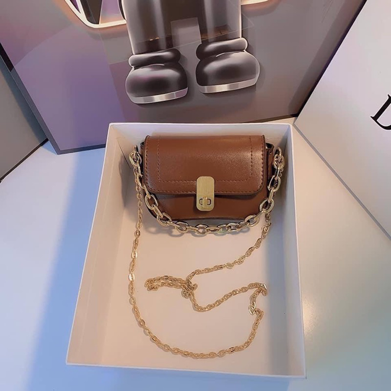 Túi xách nữ khoá xoay mini 2 xích xinh xắn