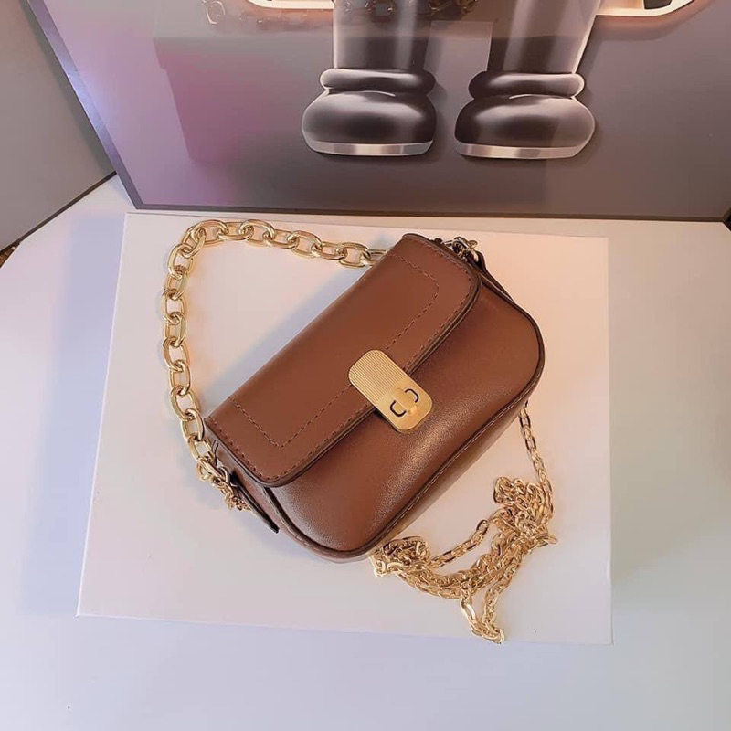 Túi xách nữ khoá xoay mini 2 xích xinh xắn