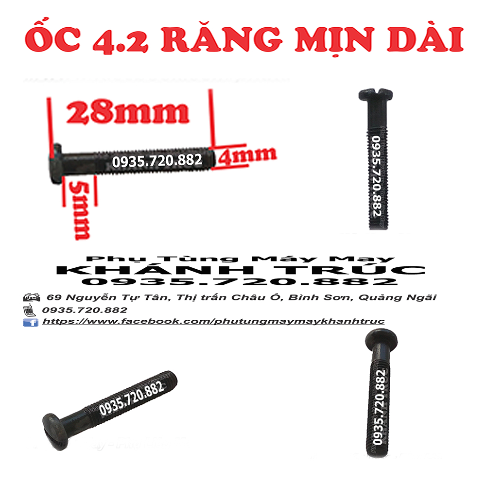 Ốc 4.2 răng mịn loại dài máy may công nghiệp