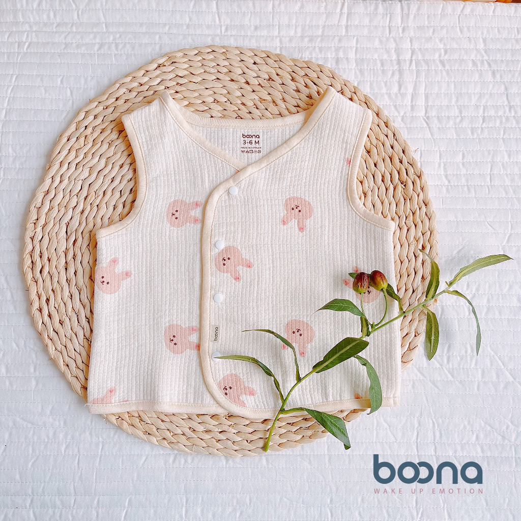 Áo Gile Boona Xô Muslin Trần 3 Lớp Phong Cách Hàn Quốc Cho Bé Trai Bé Gái Sơ Sinh