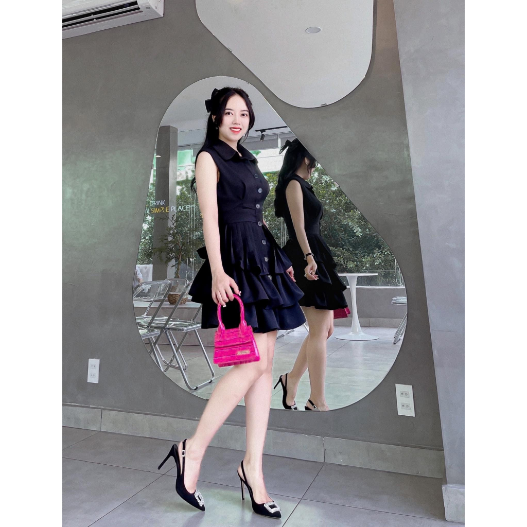 Giày singblack bít mũi màu đen đính đá cao cấp, cao 8-10-11cm