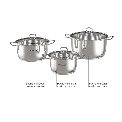 Bộ nồi inox 5 đáy SUNHOUSE SHG788