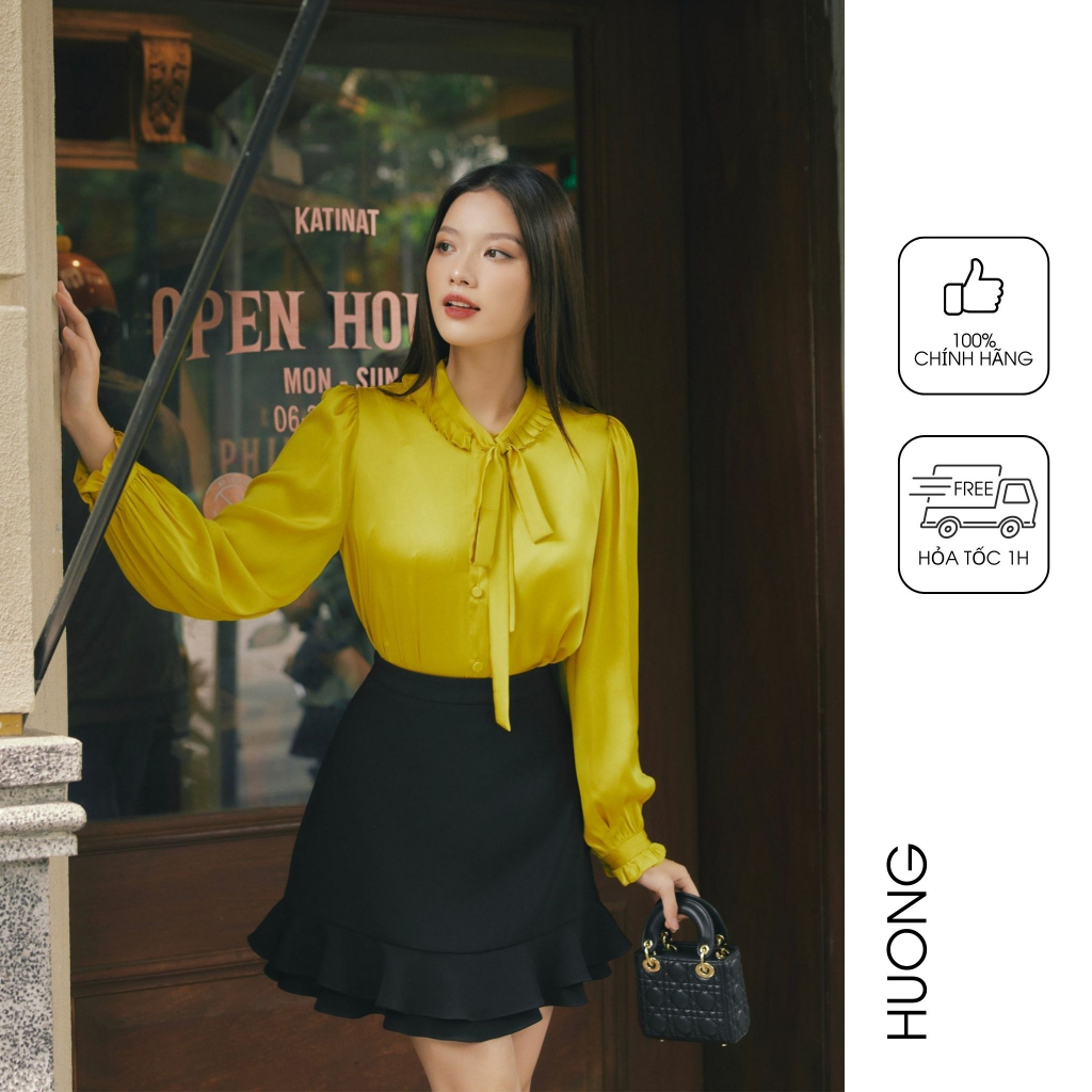 Áo sơ mi lụa cổ nơ bản nhỏ HUONG BOUTIQUE BSSM20