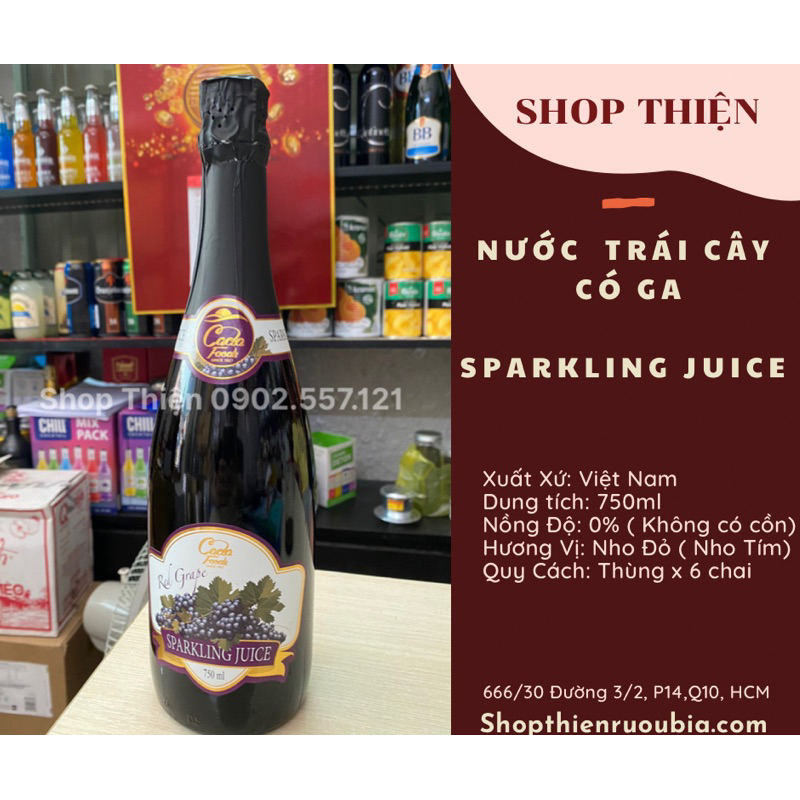 Nước Trái Cây Đà Lạt Sparkling Juice 750ml- Nho Đỏ