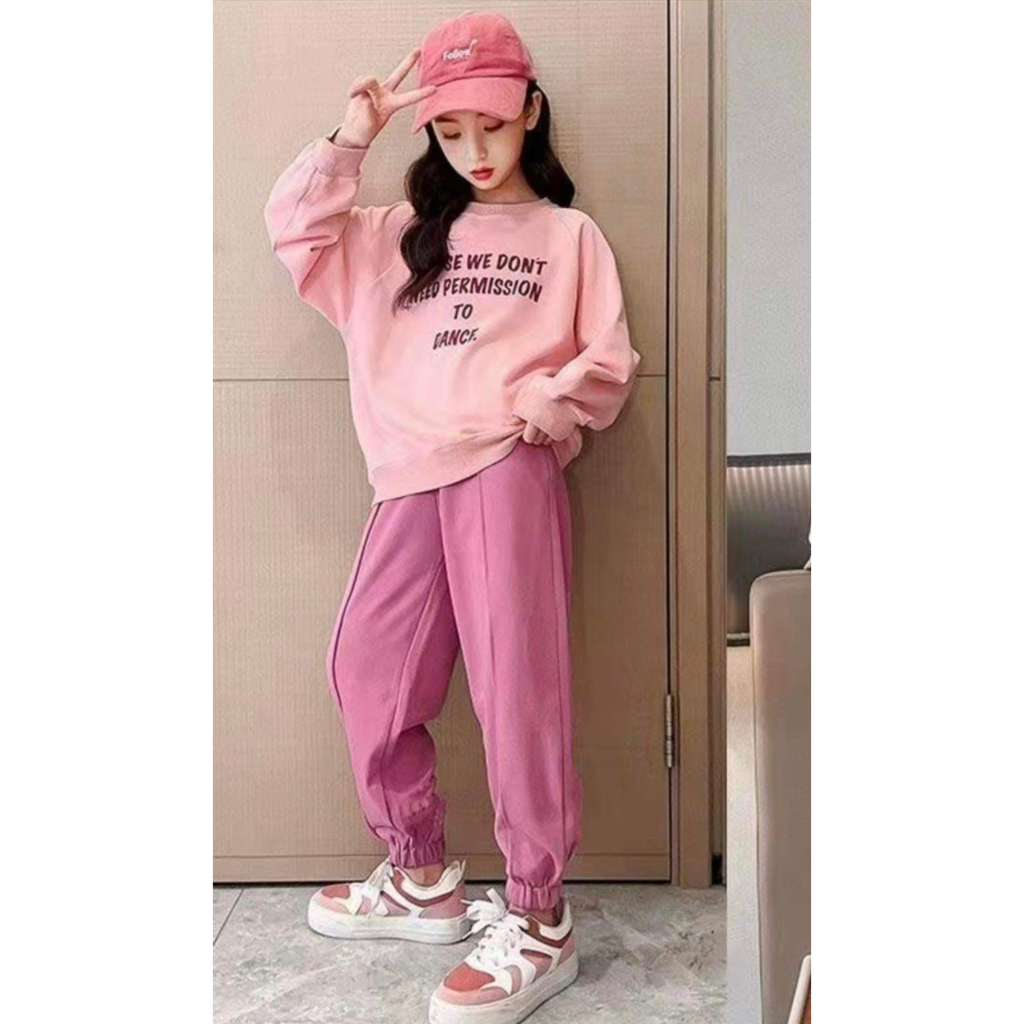 Bộ nỉ hồng bé gái qc 110-160