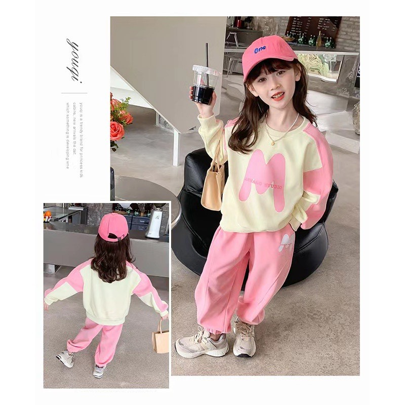 Bộ nỉ hồng bé gái qc 110-160