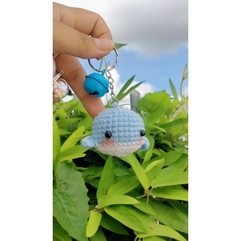 Móc khoá len cá voi mini