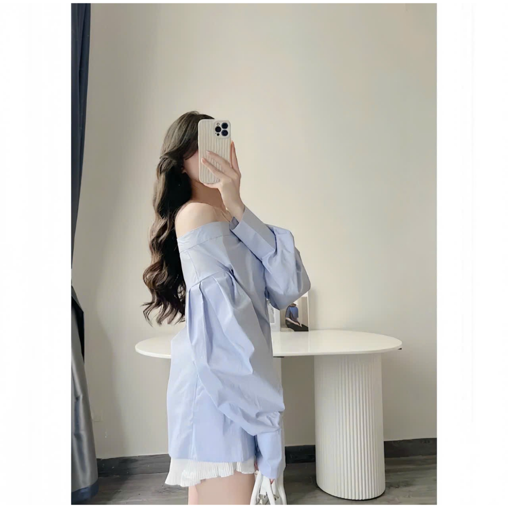 Áo sơ mi bẹt vai hot hit
