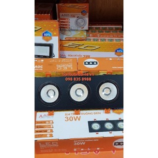 Đèn âm trần rọi  vuông ba ASIA  mặt đen 30W