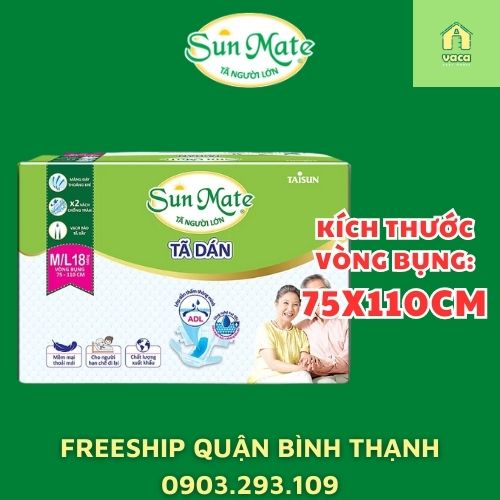 Tả bỉm dán người già Sunmate size M L18 miếng