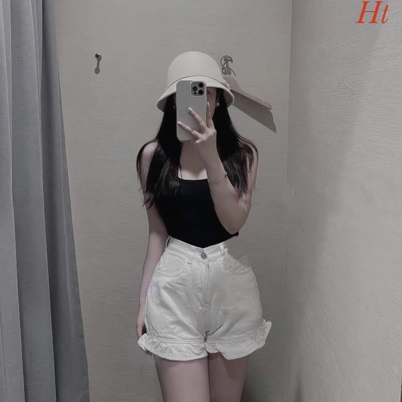 Quần đùi bò nữ viền bèo HT12