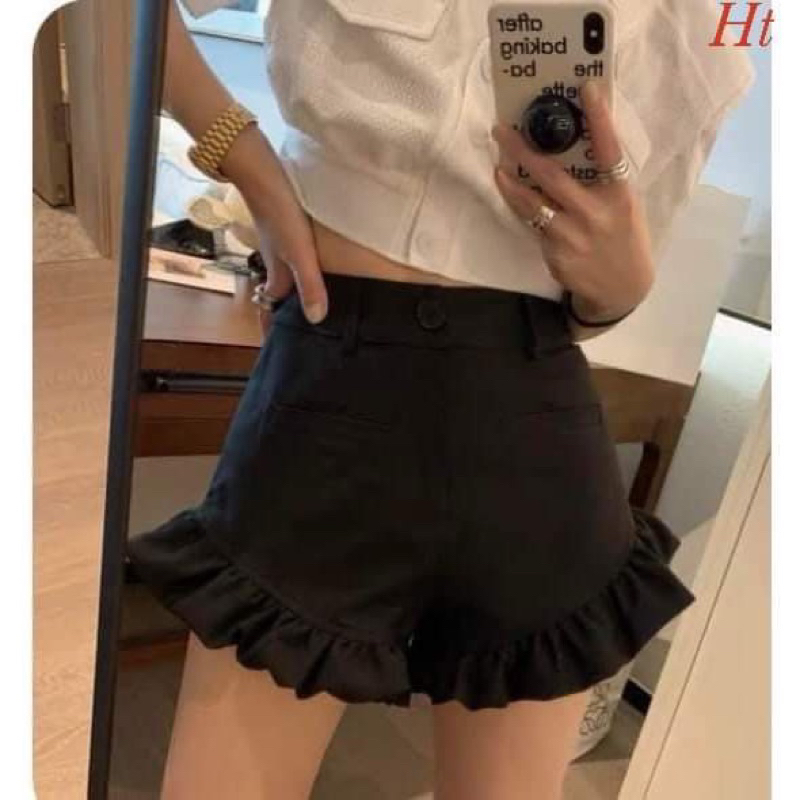 Quần đùi bò nữ viền bèo HT12