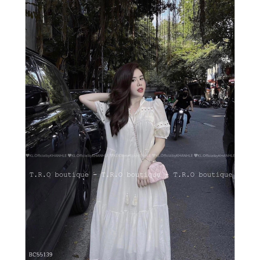 ĐẦM MAXI BABY DOLL TRẮNG TAY PHỒNG PHỐI REN TUA RUA ẢNH CHỤP THẬT - ND Design