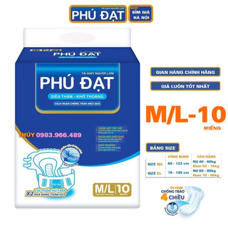 <Sỉ Livetream> Tã già PHÚ ĐẠT ML10 CÓ vách chống tràn (100 MIẾNG -1 thùng SỈ) #Bỉm phú đạt #bỉm già phú đạt #phú đạt