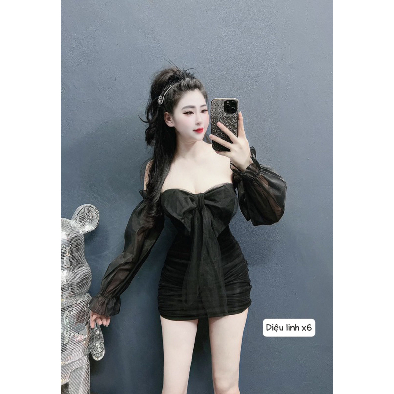 Đầm trễ vai tơ bèo dạo phố siêu xinh