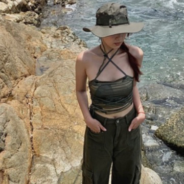 Mũ Tai Bèo Kaki Trơn Có Dây Buộc Phong Cách Nhật Hàn Y2K