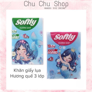 1 gói khăn giấy bỏ túi softly cao cấp hương quế 3 lớp 10 tờ khăn giấy 1k