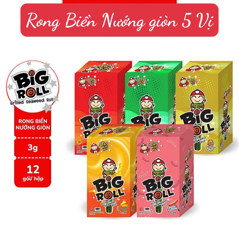 Snack Rong Biển TaoKaeNoi BIG ROLL 3g (12 gói/Hộp)