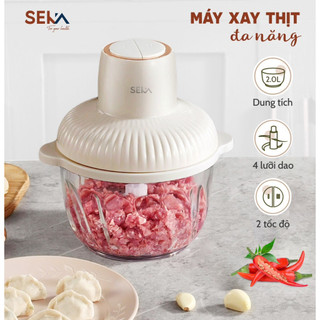 Máy xay thịt đa năng 2L,cối xay thịt thủy tinh 4 lưỡi công suất 500w xay thịt, cua cá, xay thực phẩm