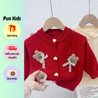 Áo khoác cardigan len thỏ thu đông cho bé gái từ 9-25kg AMĐ13