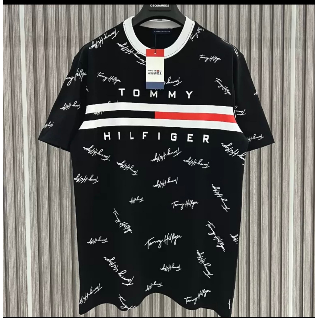 Áo Phông Nam Nữ Chữ Kí Tommy Hilfige Thêu Vạch Sọc -Áo Thun Chất Cotton siêu mát