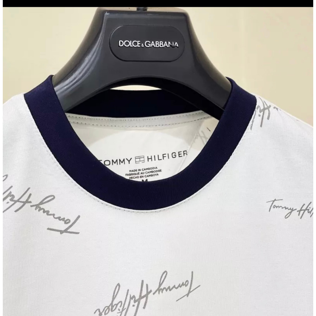 Áo Phông Nam Nữ Chữ Kí Tommy Hilfige Thêu Vạch Sọc -Áo Thun Chất Cotton siêu mát