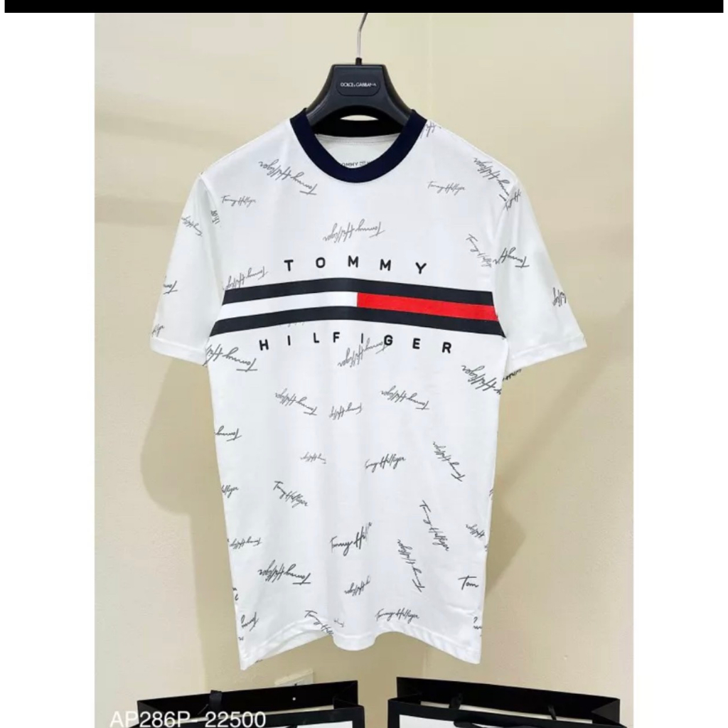 Áo Phông Nam Nữ Chữ Kí Tommy Hilfige Thêu Vạch Sọc -Áo Thun Chất Cotton siêu mát