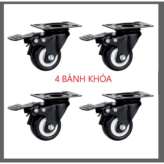 Combo 4 bánh xe loa kéo  viền đen cao cấp đường kính bánh 4cm- chịu lực 200kg.