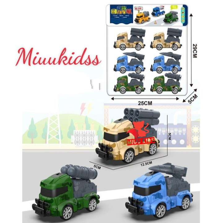 Bộ 6 Ô Tô Mini  Quân Sự Chạy Bánh Đà Cho Bé