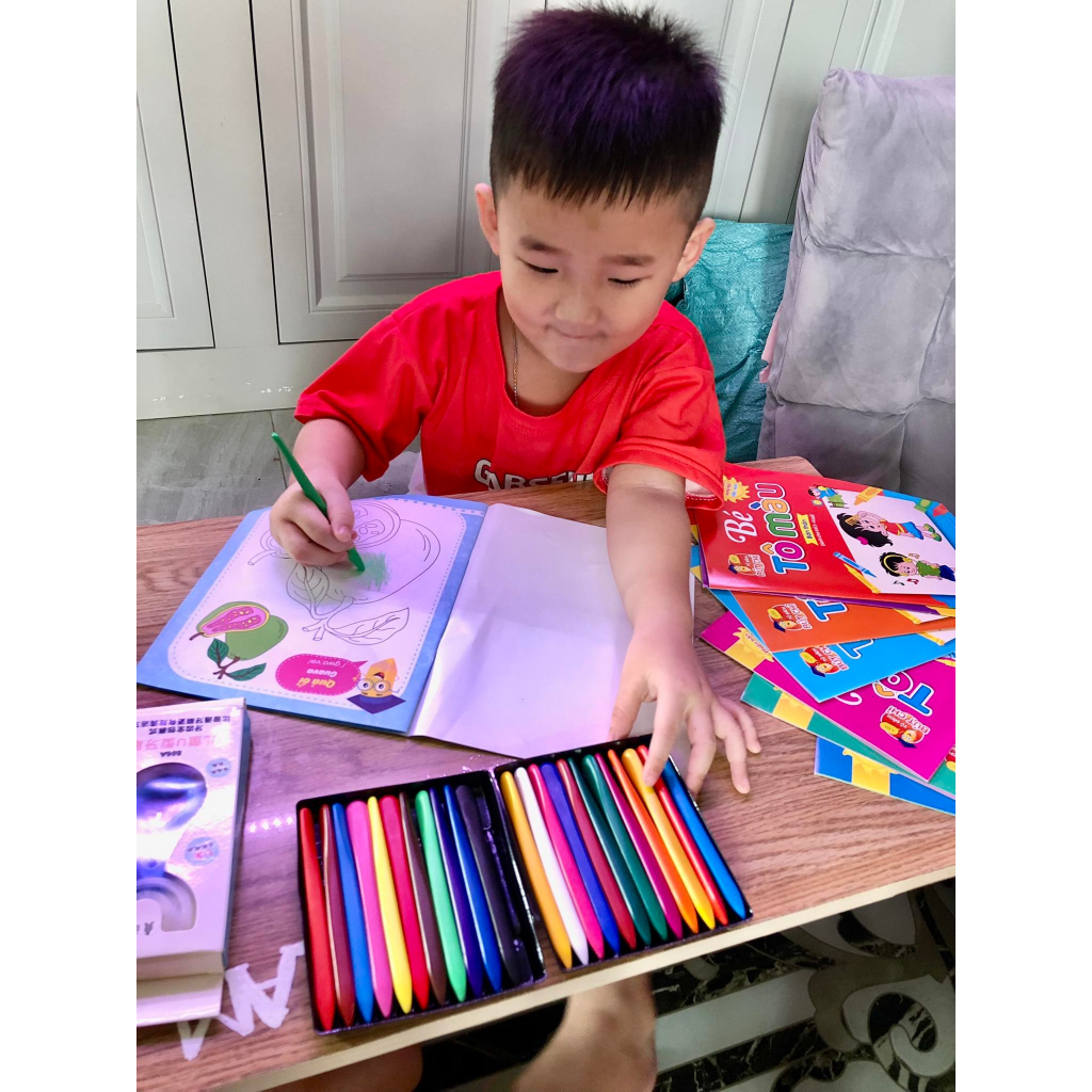 BỘ MÀU HỮU CƠ, hộp có 24 cây màu hữu cơ an toàn cho bé yêu tập tô tập vẽ