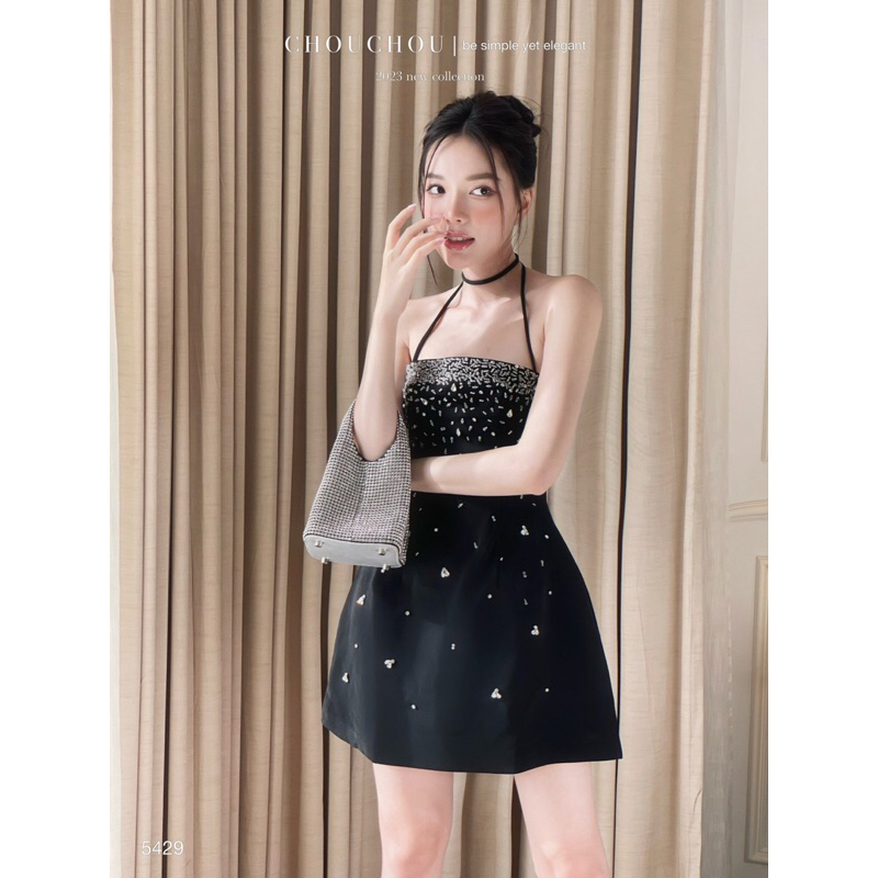 ĐẦM ỐNG ĐEN ĐÍNH ĐÁ THÂN