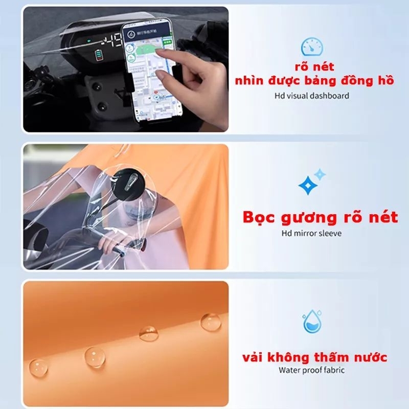 Áo Mưa Trong Suốt Cho Mẹ Và Bé, Che Phủ Toàn Thân, Kèm Kính Chắn Mưa
