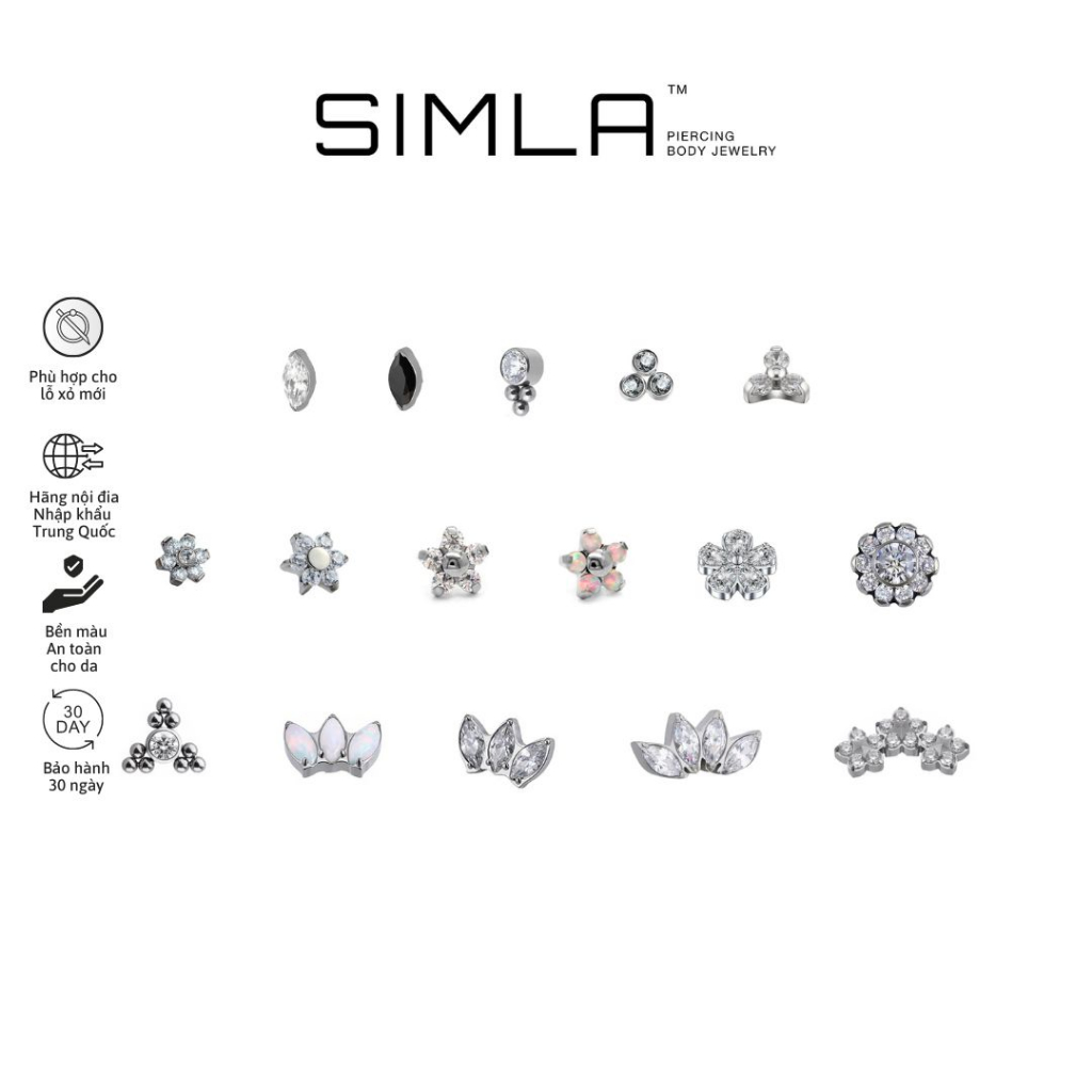 Khuyên tai titanium kiểu Simla Body Jewelry cấp cấy ghép nhập khẩu Trung Quốc (chiếc) - Simla Body Jewelry