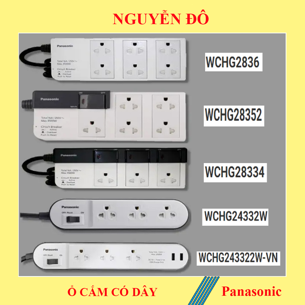 Ổ cắm có dây Panasonic WCHG2836/WCHG28334/WCHG28352/WCHG243322W-VN/ WCHG24332W  màu sắc tinh tế, Shop Nguyễn Đô