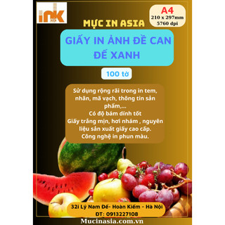 Giấy in decal đế xanh A4 - decal xanh mực in asia