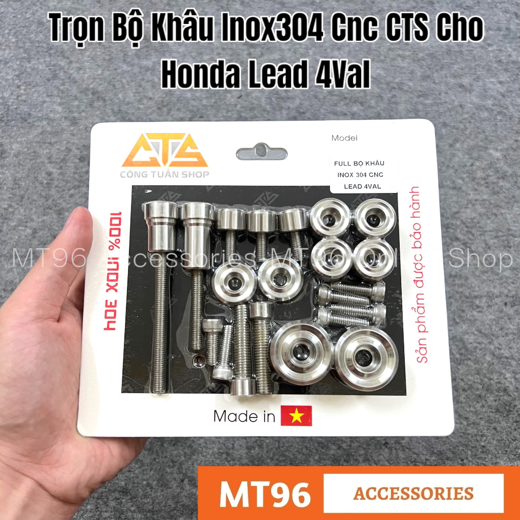 Trọn Bộ Khâu Inox CTS Gắn Nhiều Vị Trí Cho Honda Lead 4val Inox304