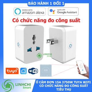 Ổ Cắm điều khiển từ xa trên điện thoại TUYA WIFI Công Suất 15A/3750W - Đo Điện Năng Tiêu Thụ