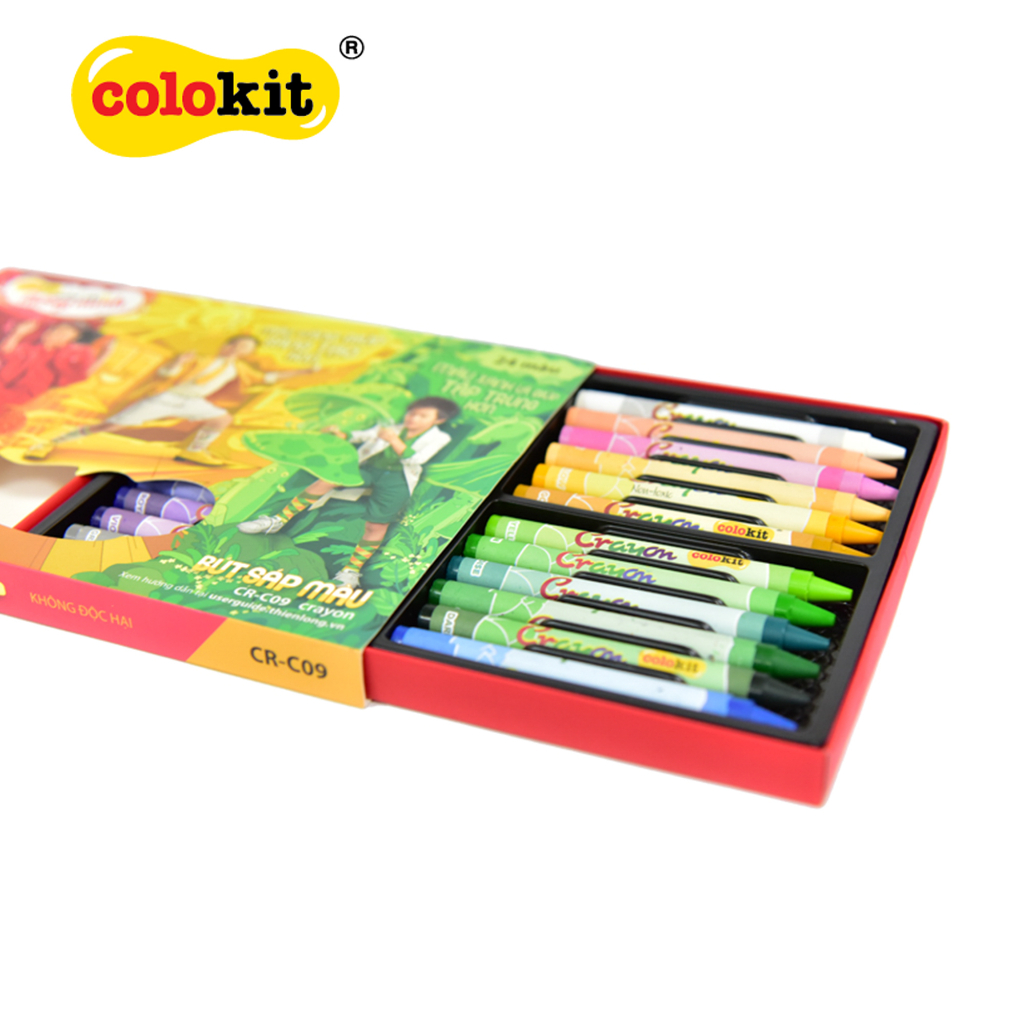 Bộ Bút Sáp Thiên Long 24 Màu Colokit CR-C09 Màu Sắc Tươi Sáng Cao Cấp Không Độc Hại An Toàn Cho Bé