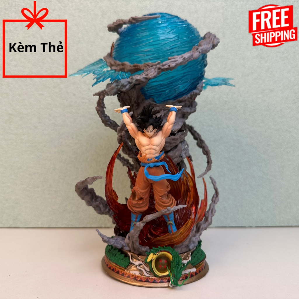 Mô Hình Dragon Ball Goku Nâng Quả Cầu Hủy Diệt 24cm Có Led Cực Chất - GaGa Mô Hình (Kèm Thẻ)