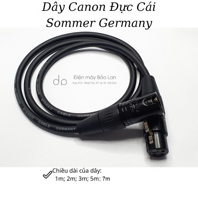 Dây Canon Đực - Cái của Hãng Sommer Germany, Màu Đen, Đồng Nguyên Chất, BH 6 Tháng