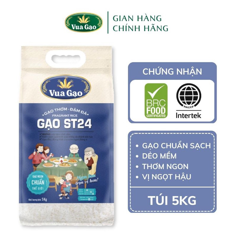 Gạo ST24 chính hãng VuaGao túi 5kg