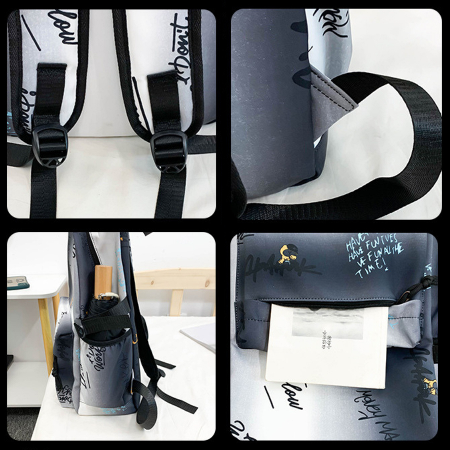 Balo đi học đi làm thời trang Graffiti Unisex họa tiết Size 45cm
